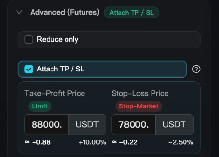 Futures: attach take-profit and stop-loss